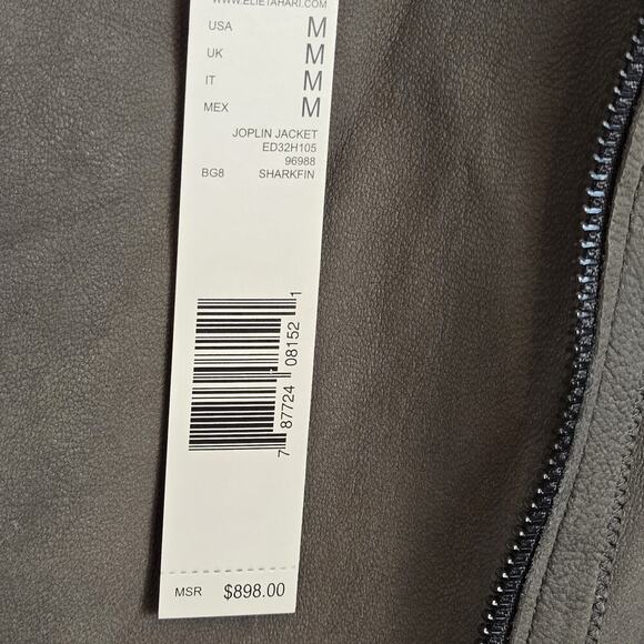 ELIE TAHARI $898 JOPLIN Genuine Lamb Leather MerinoWool Asymmetric Moto Jacket M - Picture 6 of 14